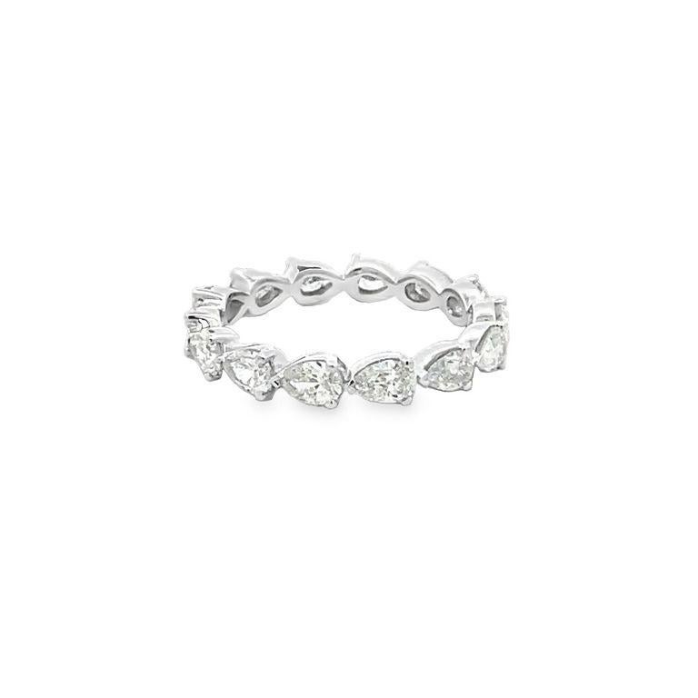 Women's Pear Shape Eternity Diamond Ring 2.00 CT 18K WG  For Sale