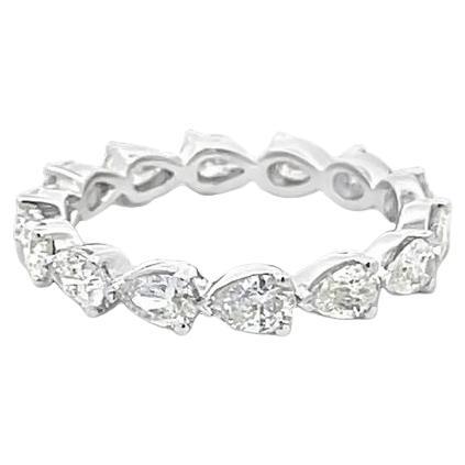 Pear Shape Eternity Diamond Ring 2.00 CT 18K WG  For Sale