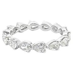 Pear Shape Eternity Diamond Ring 2.00 CT 18K WG 