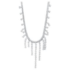 Pear Shape Fringe Diamond Necklace in 18K White Gold, 22.60 Carats