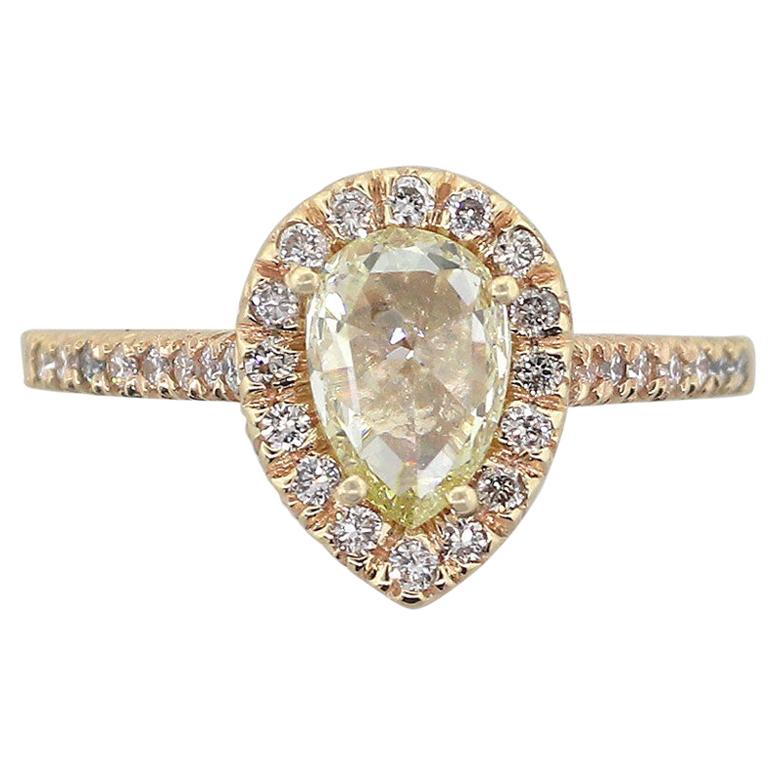 Pear Shape GIA Diamond Halo Ring