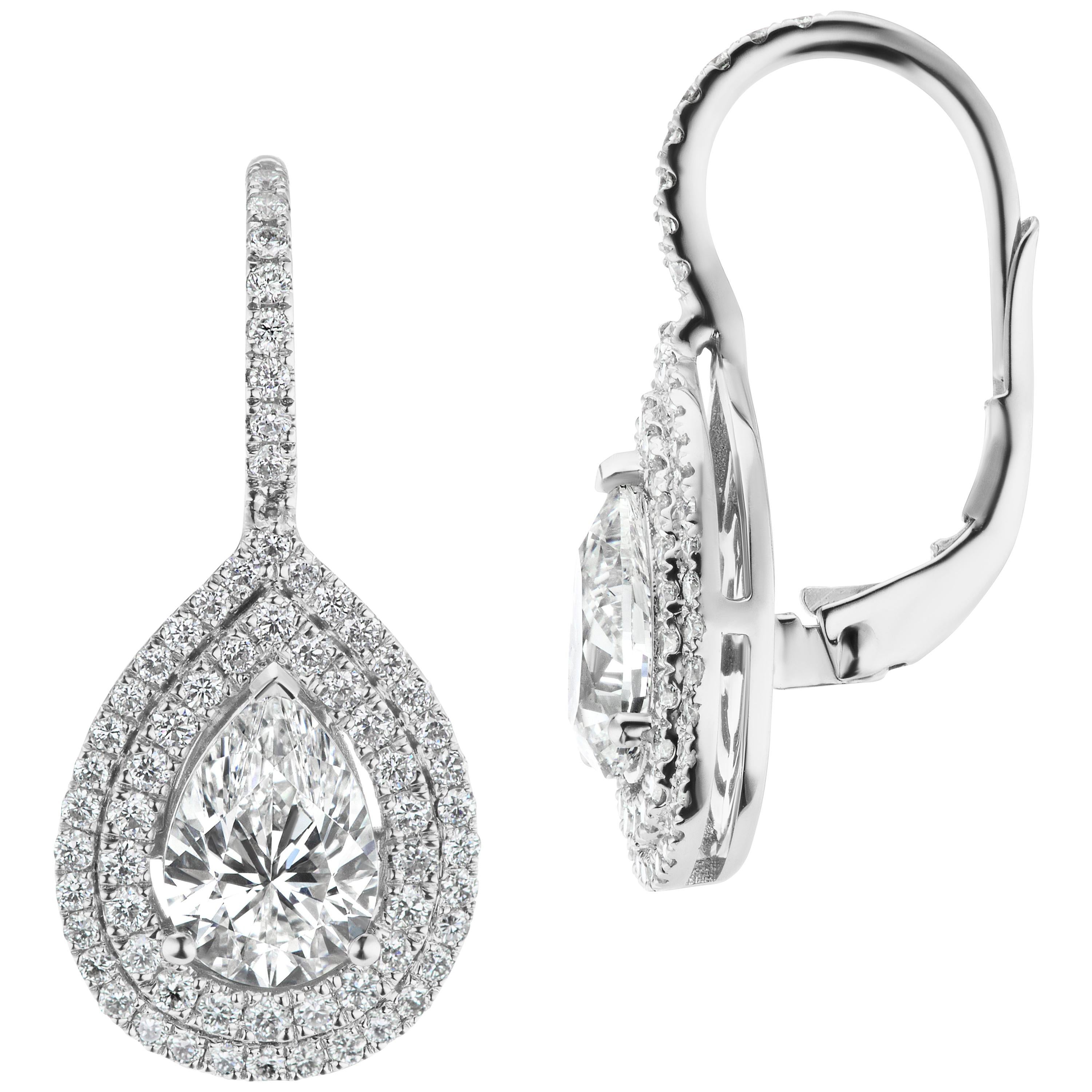 Unique Diamond Earrings Suspended On A Diamond Wire For Sale at 1stdibs