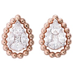 Pear Shape Illusion Diamond Stud Earring in 18 Karat Rose Gold