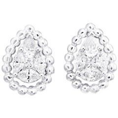 Pear Shape Illusion Diamond Stud Earring in 18 Karat White Gold