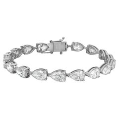 Bracelet de tennis en diamants de culture en forme de poire en or blanc 14K 18Cttw 7 Inches