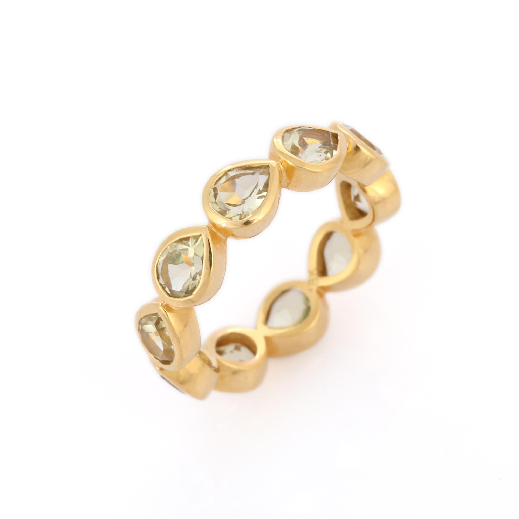 For Sale:  3 CTW Lemon Topaz Eternity Band in 18k Solid Yellow Gold 5