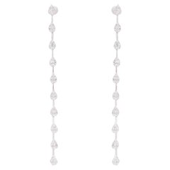 Pendientes de diamantes de gota lineal en forma de pera 1,06 quilates Oro de 14 quilates