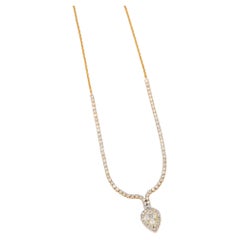 Pear Shape Natural Diamond Drop Bridal Necklace in 14K Solid Gold (Certified)