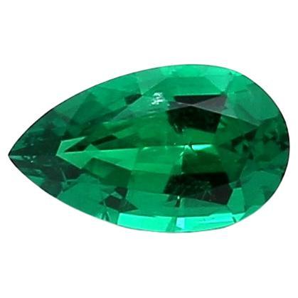 Pear Shape No Oil Emerald from Russia Loose Gemstone 0.39 Carat Weight For Sale