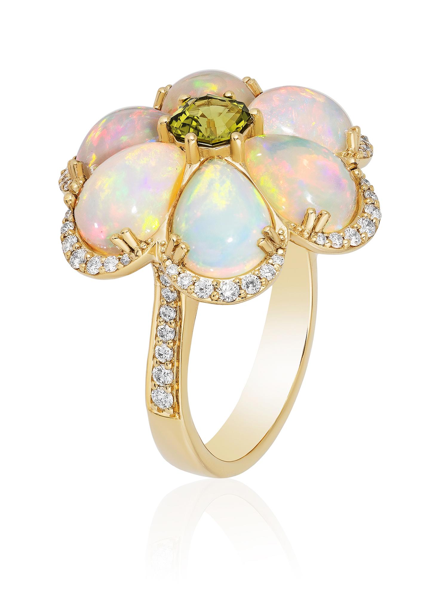opal flower ring