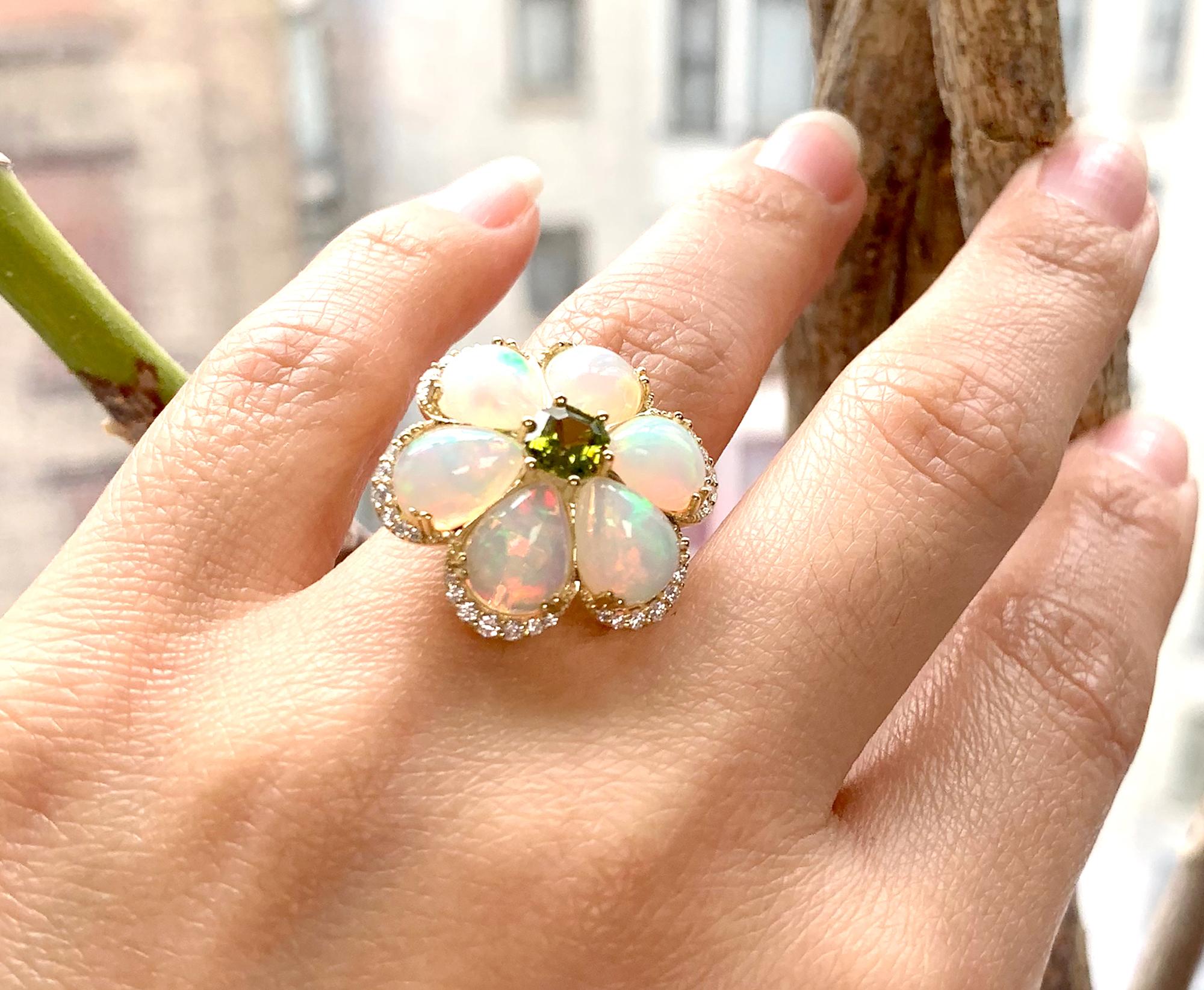 opal and peridot engagement ring