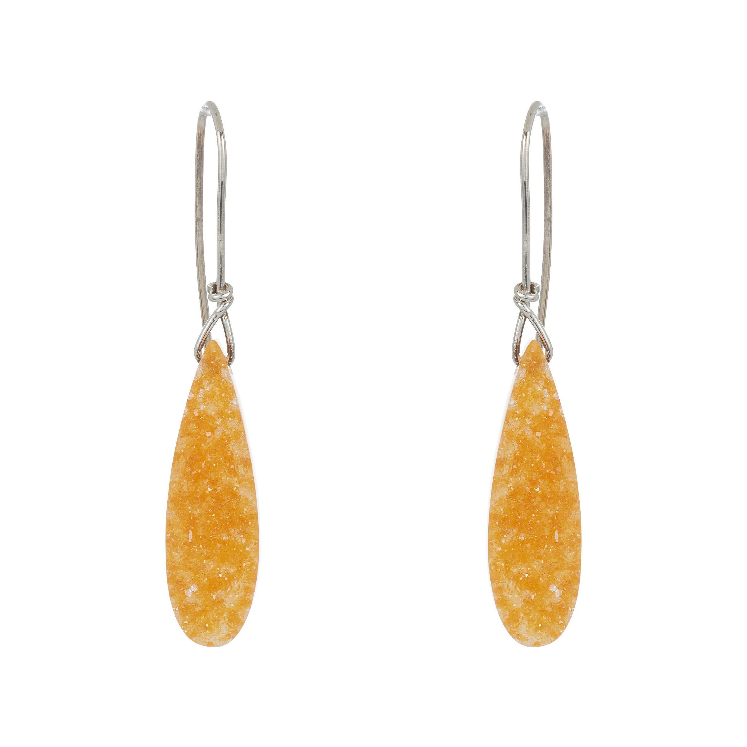 Sterling Silver Rainbow Titanium Druzy Dangle Drop Earrings 925