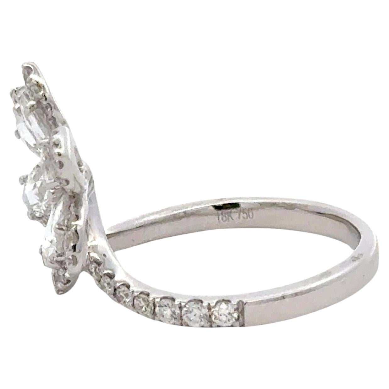 Blumen-Cocktailring in Birnenform mit Diamant im Rosenschliff 1,18 Karat 18KT F-G VS1-2 (Zeitgenössisch) im Angebot