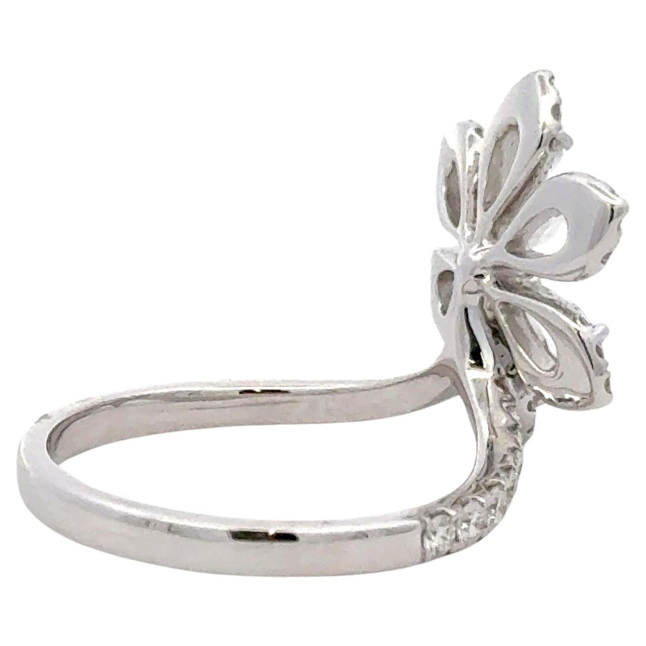Blumen-Cocktailring in Birnenform mit Diamant im Rosenschliff 1,18 Karat 18KT F-G VS1-2 im Zustand „Neu“ im Angebot in New York, NY