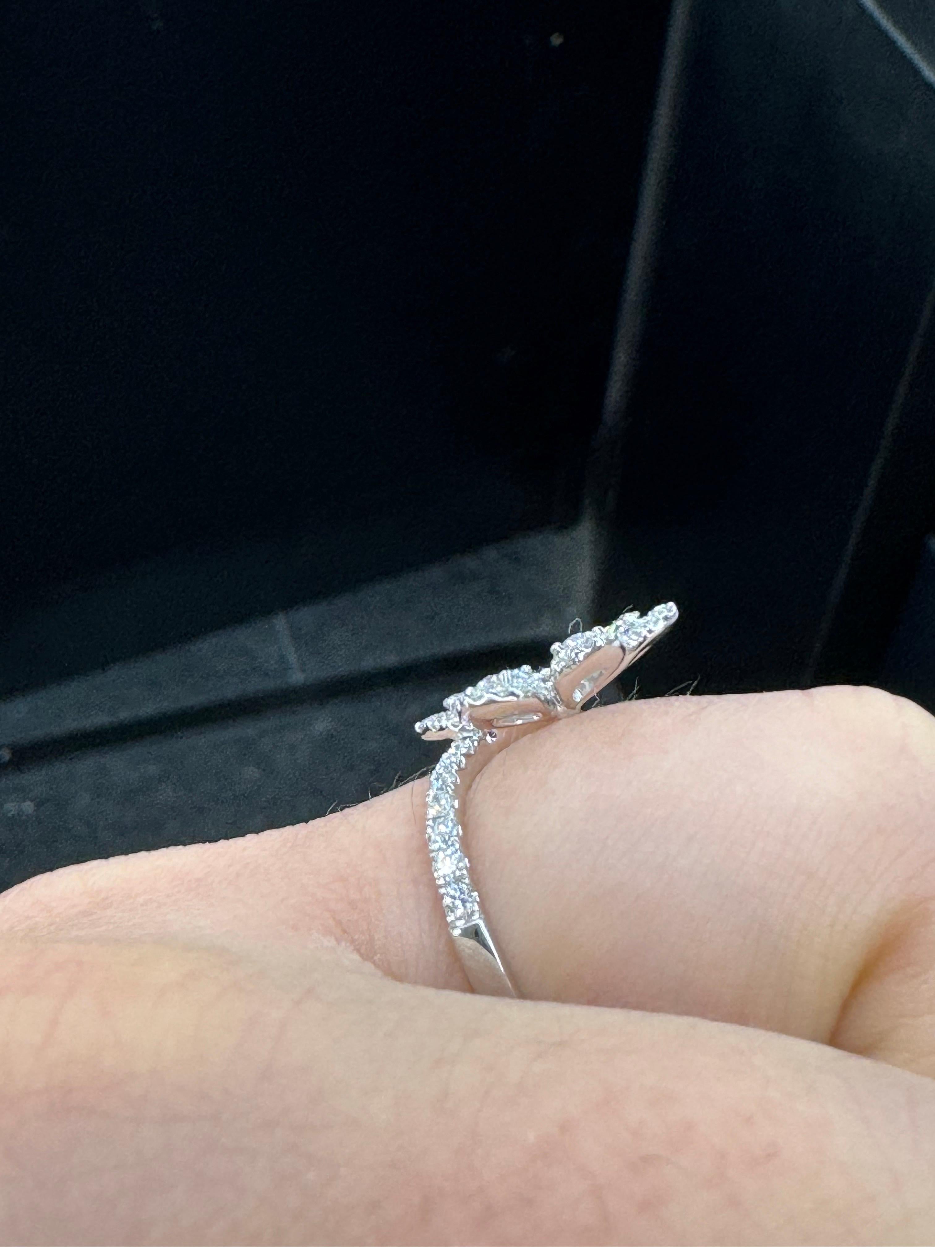 Blumen-Cocktailring in Birnenform mit Diamant im Rosenschliff 1,18 Karat 18KT F-G VS1-2 im Angebot 1