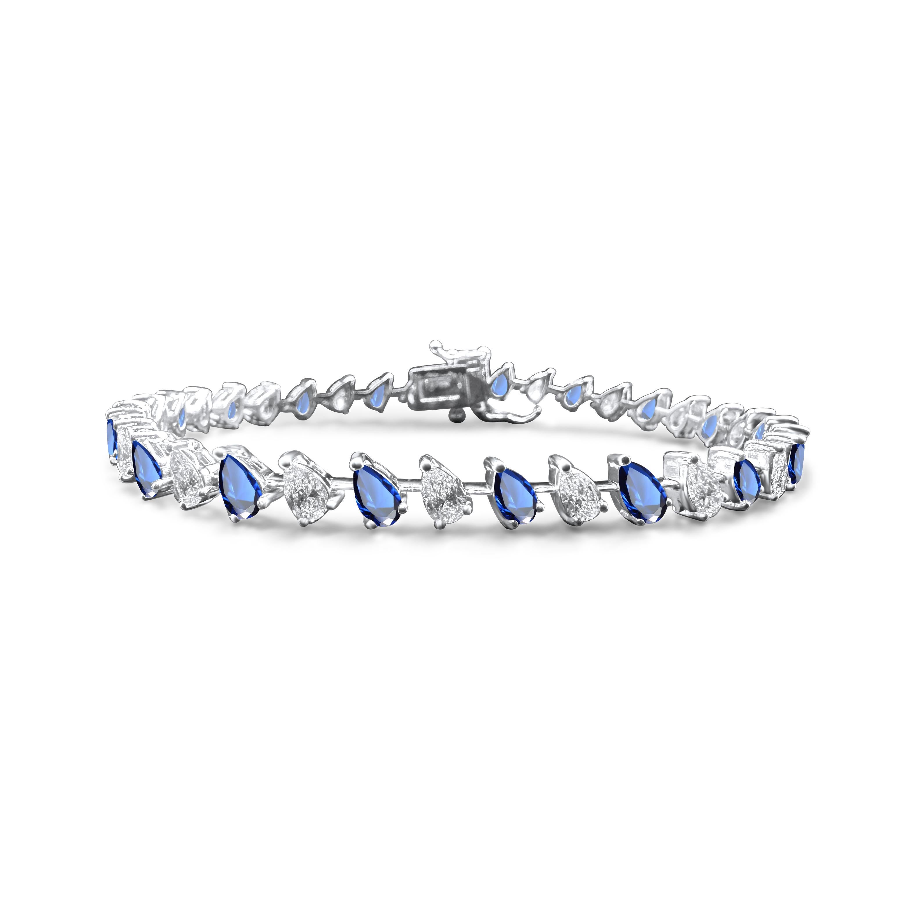 Birnenförmiges Rubin- und Diamantarmband aus 14 Karat Weißgold, 6,65 Karat im Angebot 2