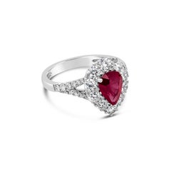Roman Malakov 1.33 Carats Pear Shape Ruby & Diamond Halo Engagement Ring