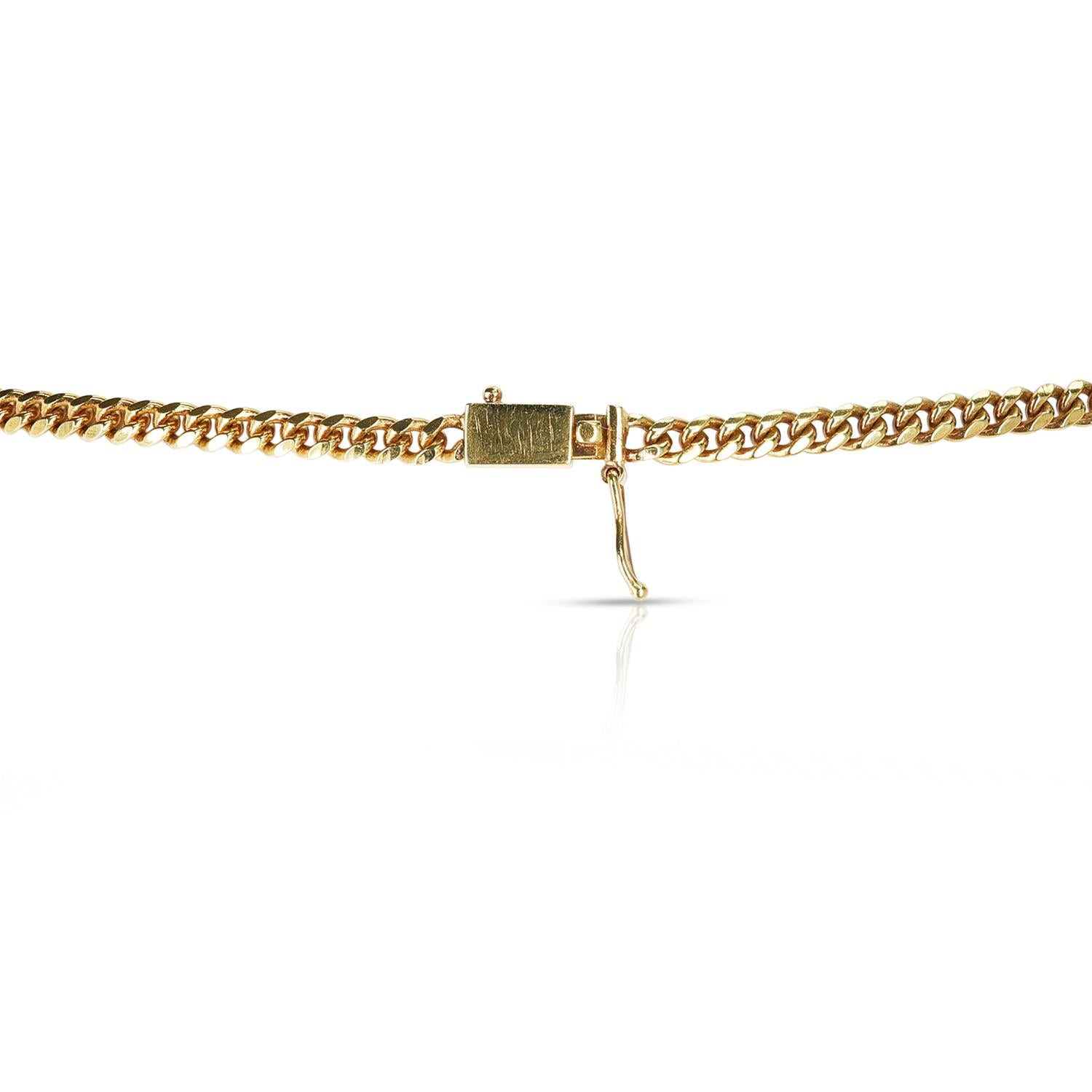 Ein birnenförmiges Rubin- und Diamant-Halsband aus 18 Karat Gelbgold. Das Gesamtgewicht der Halskette beträgt 16.29 Gramm. 