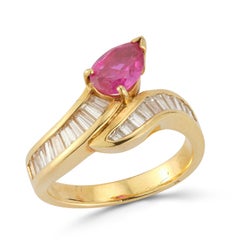 Used Pear Shape Ruby & Diamond Cocktail Ring