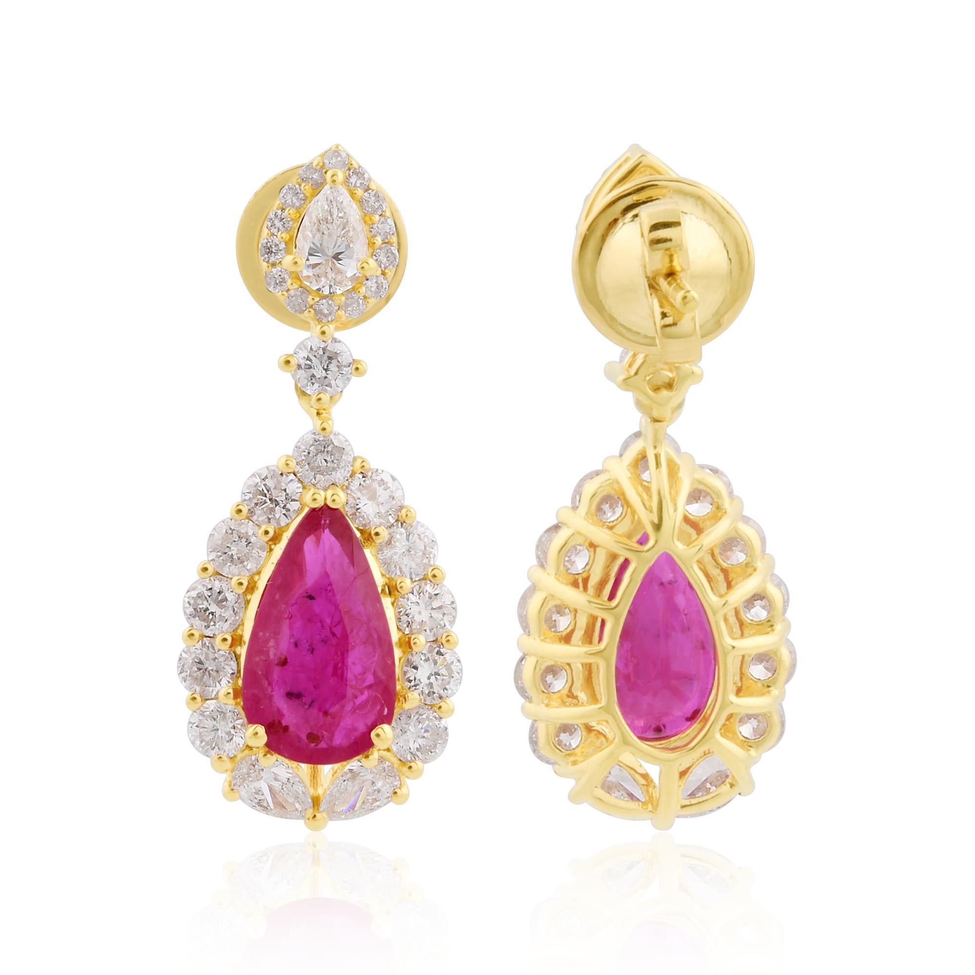 Item Code :- SEE-12431
Gross Wt. :- 6.44 gm
18k Yellow Gold Wt. :- 5.36 gm
Diamond Wt. :- 2.24 Ct. ( AVERAGE DIAMOND CLARITY SI1-SI2 & COLOR H-I )
Ruby Wt. :- 3.15 Ct.
Earrings Size :- 27 X 12 mm approx.
✦ Sizing
.....................
We can adjust