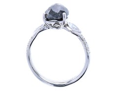 Pear Shape Salt and Pepper Diamond Engagement Ring with Matching Wedding Band