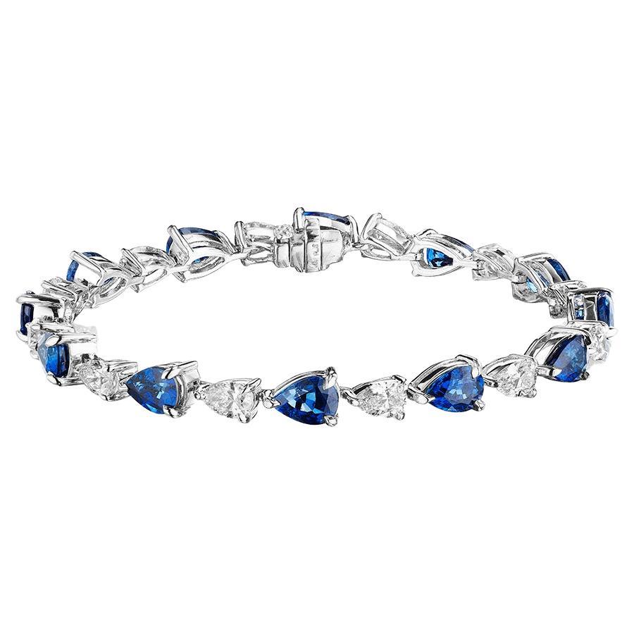 Pear Shape Sapphire 
Diamond Bracelet in Platinum