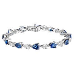Pear Shape Sapphire & Diamond Bracelet in Platinum