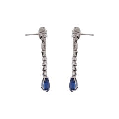 GIA Certified Pear Shape Sapphire & Diamond Drop Earring