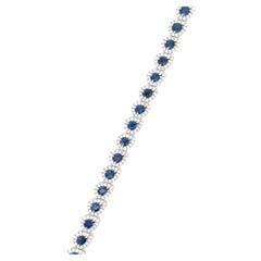 Pear Shape Sapphire Diamond Halo Link Bracelet 12.29 CTTW 18 Karat White Gold