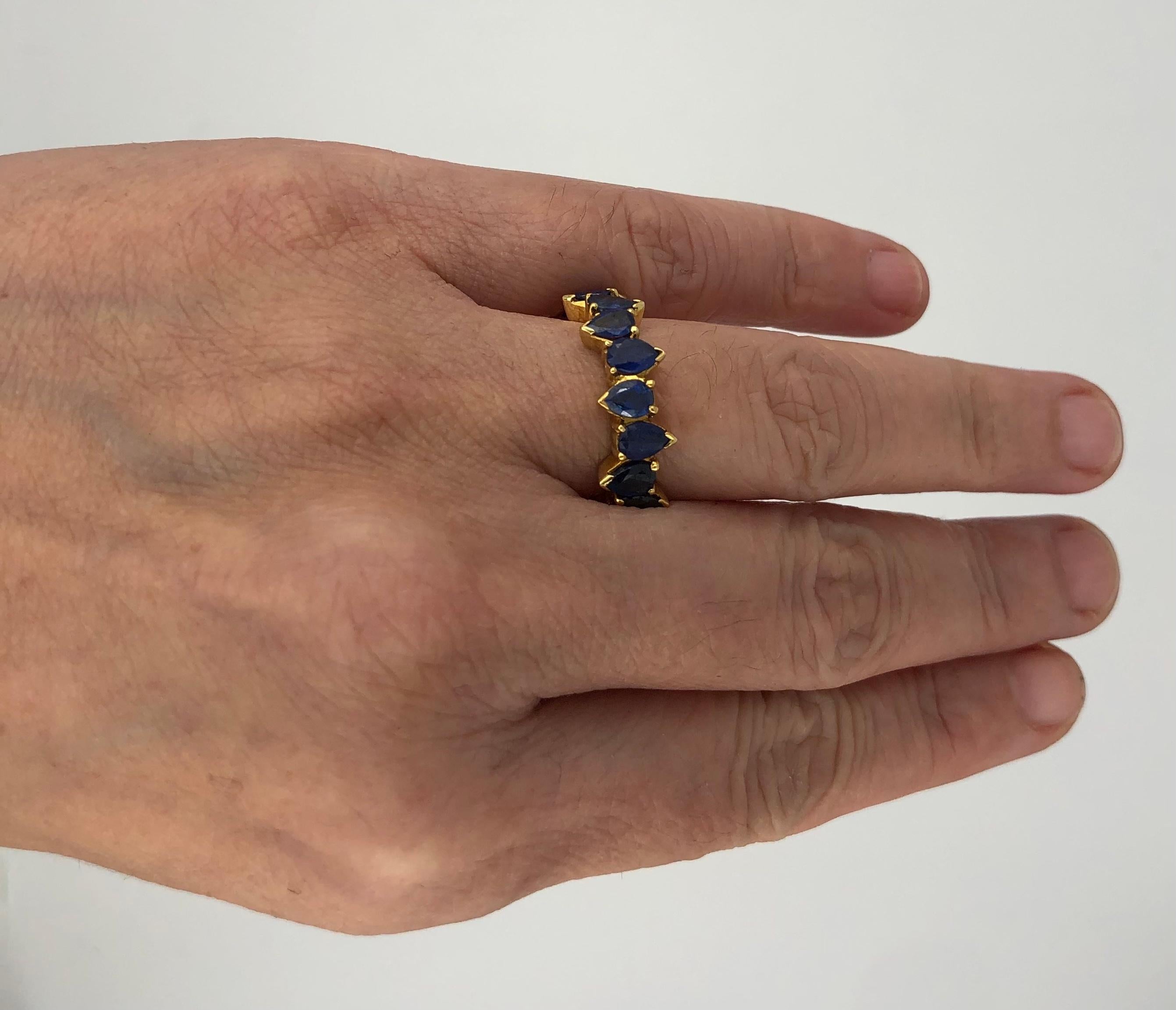 ELY ADAMS Pear Shape Sapphire Eternity Band In Excellent Condition For Sale In New York, NY