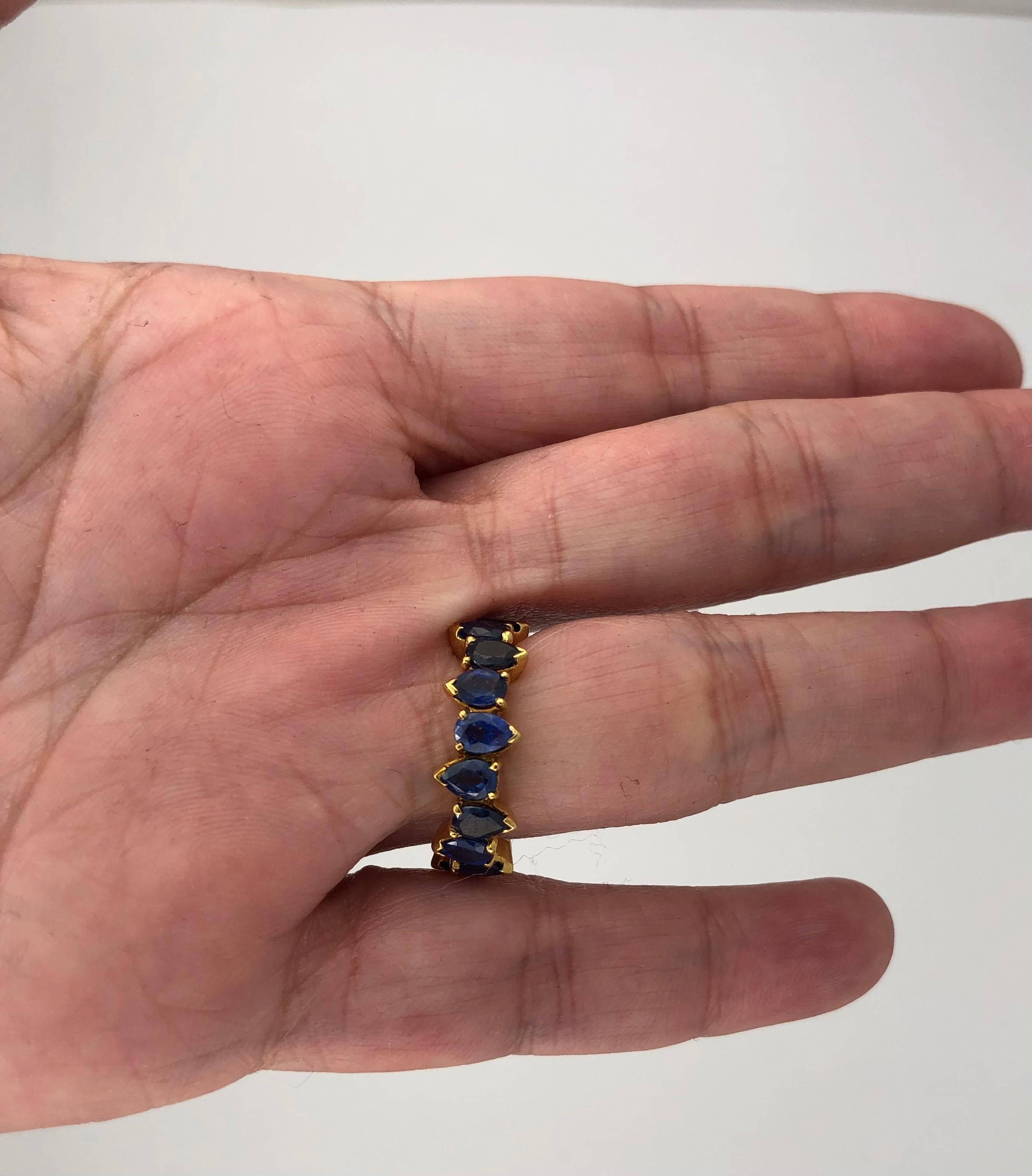 ELY ADAMS Pear Shape Sapphire Eternity Band For Sale 1