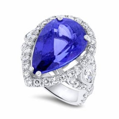 Pear Shape Tanzanite and Diamond Ring 14.85ct