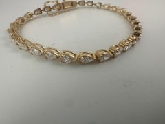 Pear Shape Tennis Bracelet, East-West, 14K Yellow Gold, 4.75 Carats, 7"