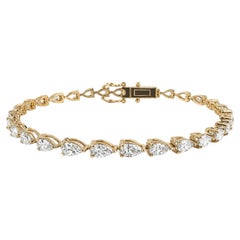 Pear Shape Tennis Bracelet, East-West, 14K Yellow Gold, 4.75 Carats, 7"