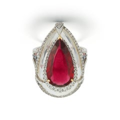Pear Shape Tourmaline Set in Rock Crystal Ring