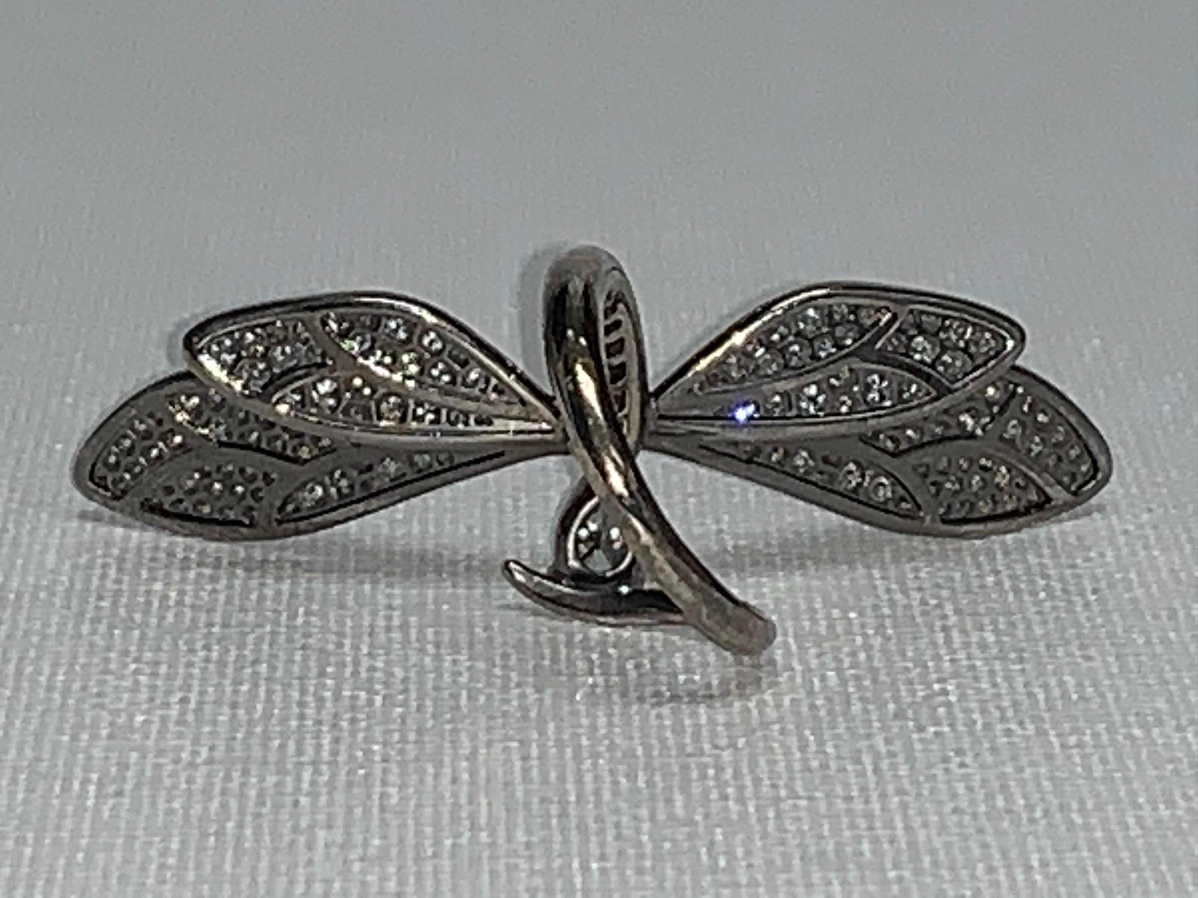 Retro Pear Shape & White Diamond Dragonfly Ring For Sale