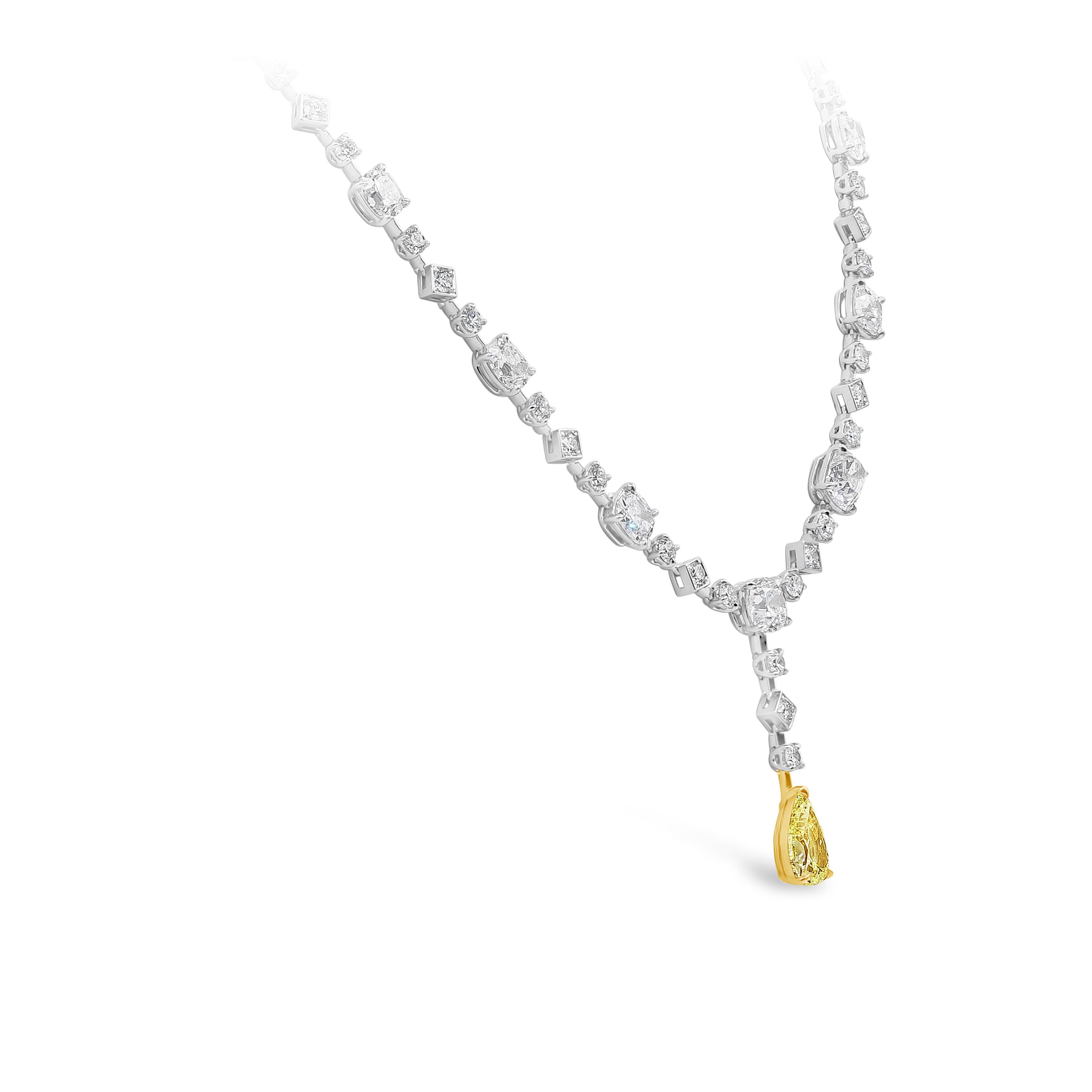 28.91 Karat birnenförmige gelbe Tropfen-Diamant-Halskette von By The Yard (Zeitgenössisch) im Angebot