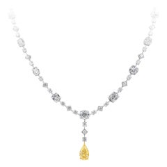 Retro 28.91 Carat Total Pear Shape Yellow Drop Diamond by the Yard Necklace