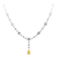 Roman Malakov 2.79 Carats Pear Shape Yellow Diamond Drop Pendant Necklace