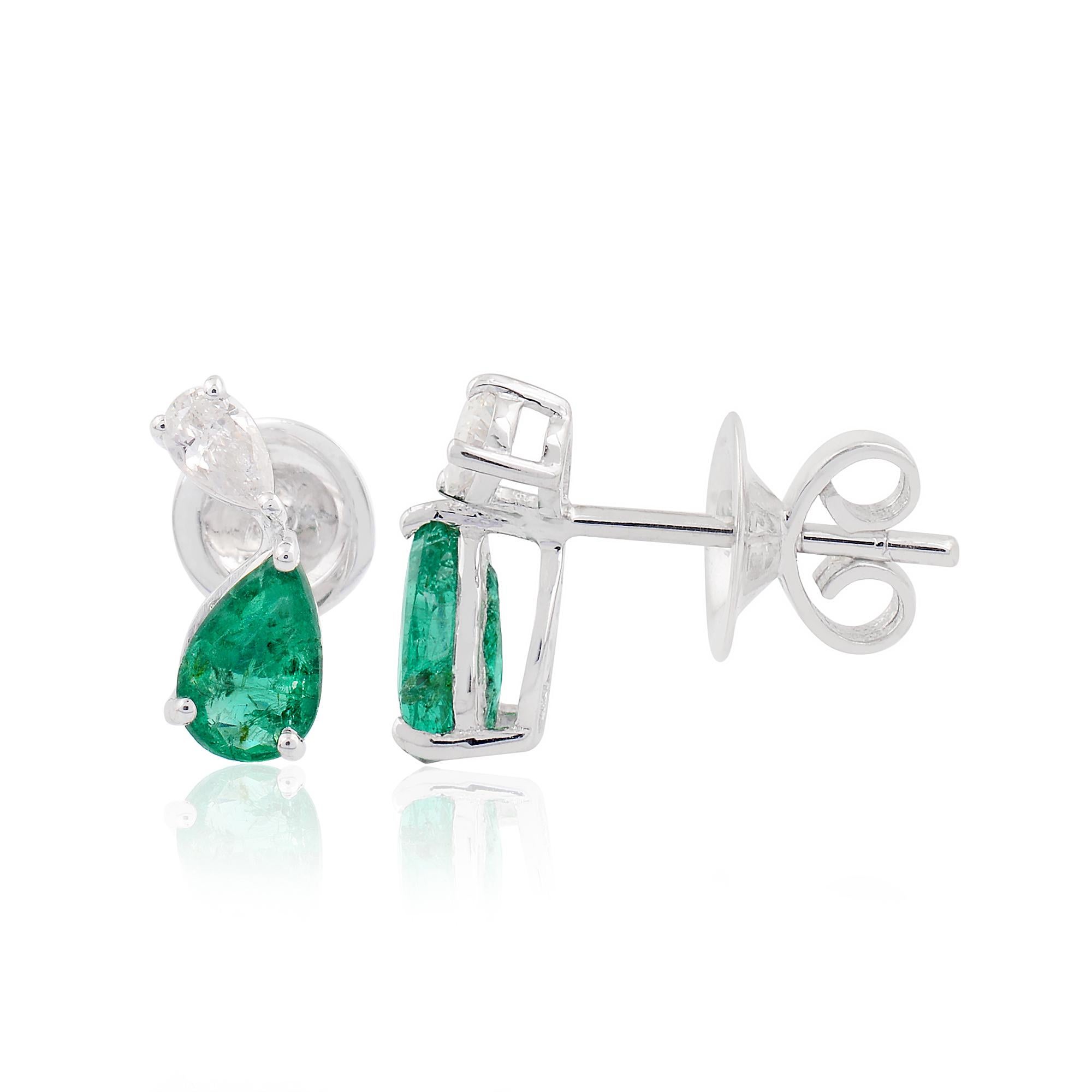 Item Code :- SEE-1259C
Gross Wt :- 2.21 gm
18k White Gold Wt :- 1.89 gm
Diamond Wt :- 0.28 carat ( AVERAGE DIAMOND CLARITY SI1-SI2 & COLOR H-I )
Emerald Wt :- 1.30 carat
Earrings Size :- 13 mm approx.

✦ Sizing
.....................
We can adjust