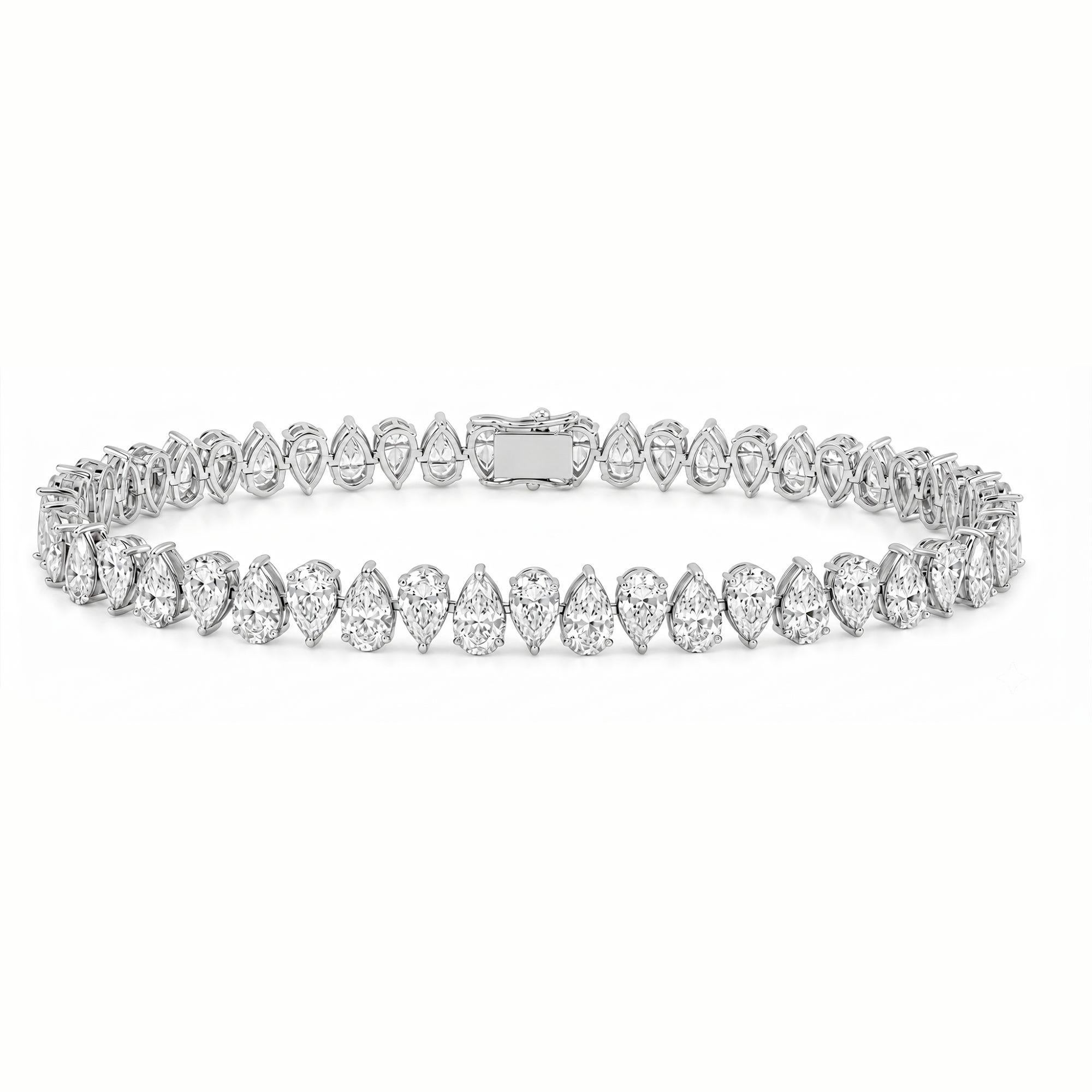 26.09ct Pear Shape GIA Diamond 18K White Gold Tennis Bracelet