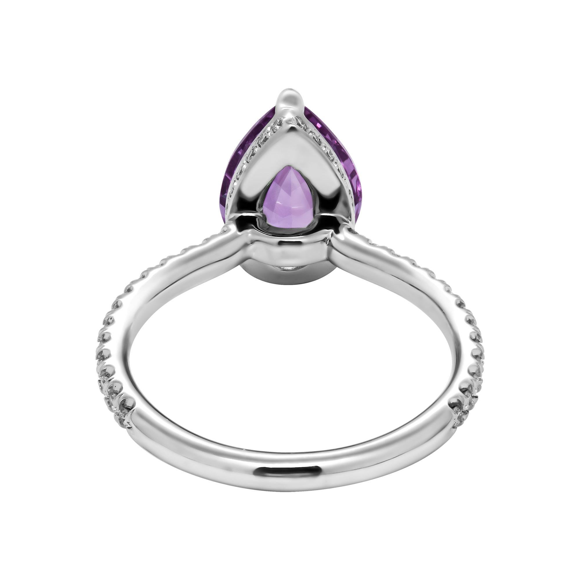 pink sapphire pear shaped ring
