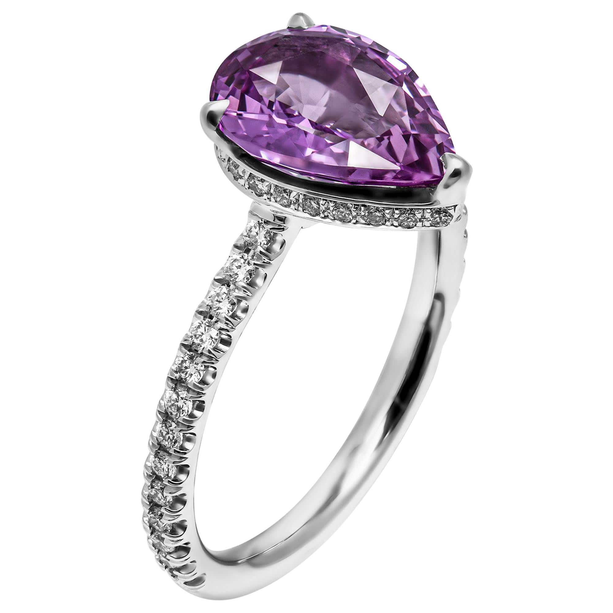 Pear Shaped 2.14 Carat Pink Sapphire Ring