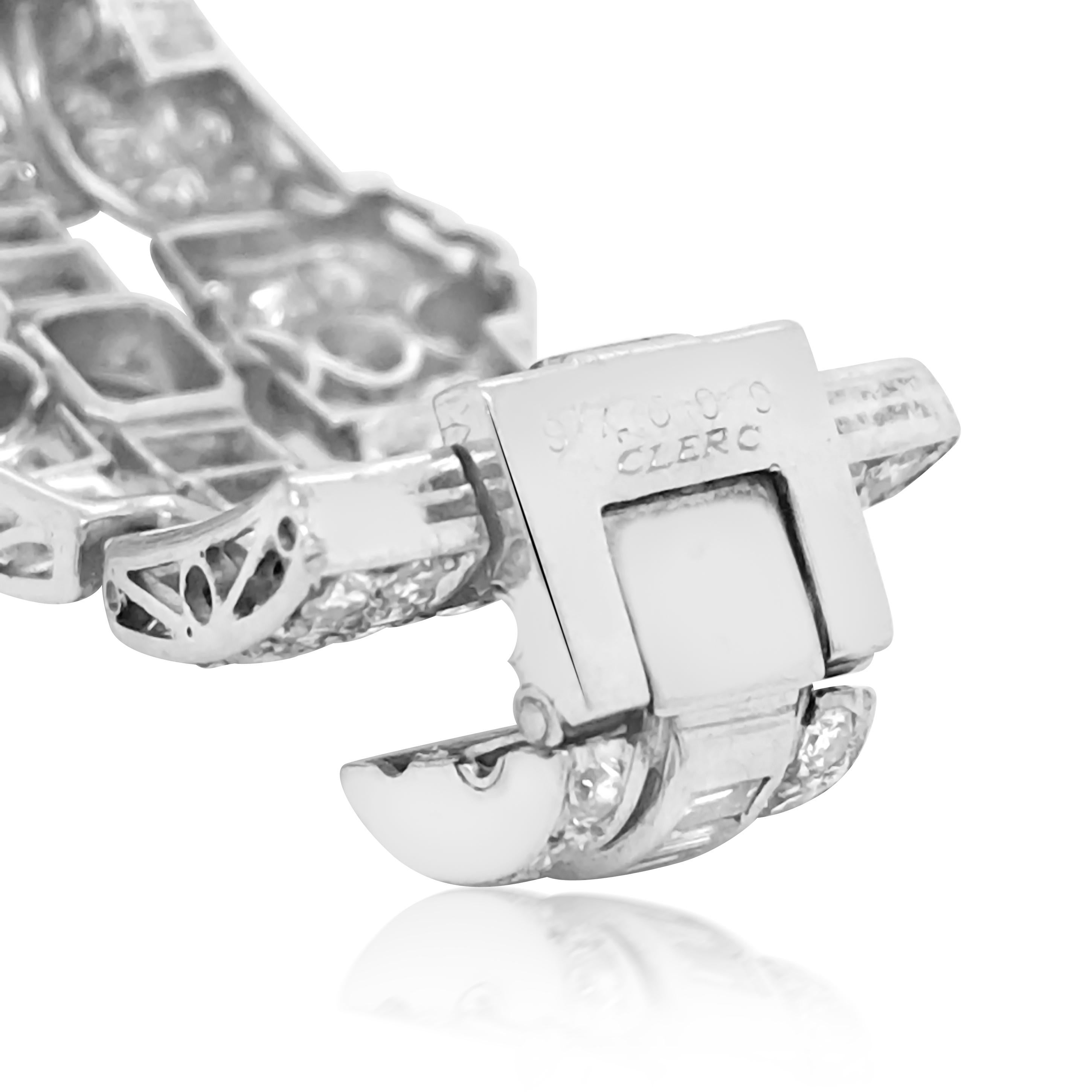 Bracelet d'émeraudes en forme de poire de 23 carats, platine et diamants, Clerc en vente 3