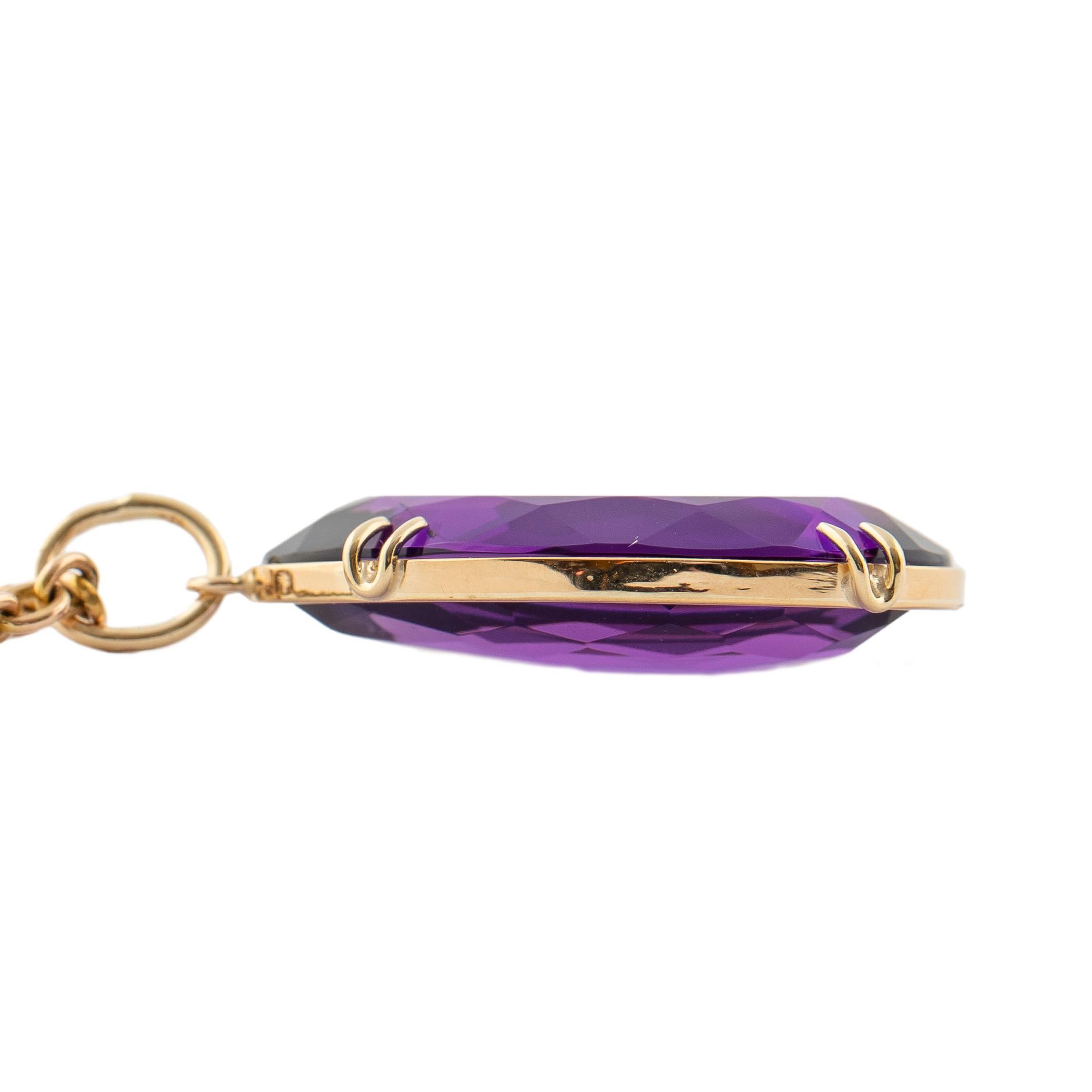 Pear-shaped Amethyst 18k Gold Pendant by Marie Betteley In New Condition For Sale In St. Catharines, ON