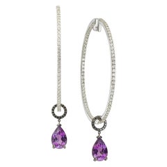 Birnenförmiger Amethyst und schwarzer Diamant-Anhänger