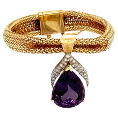 Bracelet en or jaune 14K avec améthyste en forme de poire