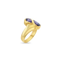 Pear Shaped Amethyst Bypass Ring 14k Yellow Gold