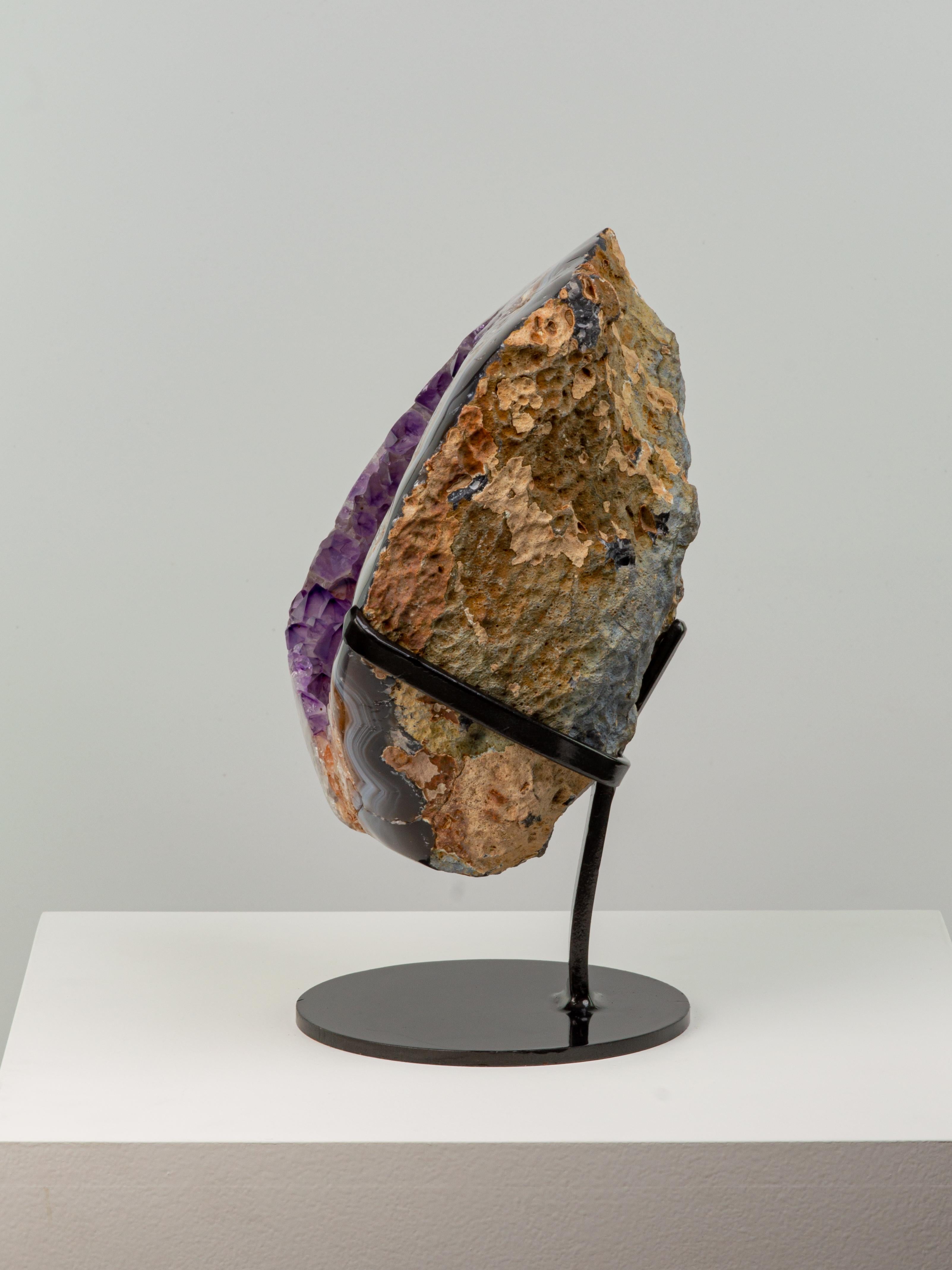 Pear Shaped Amethystine Geode Section with Thick Border In Excellent Condition For Sale In London, GB