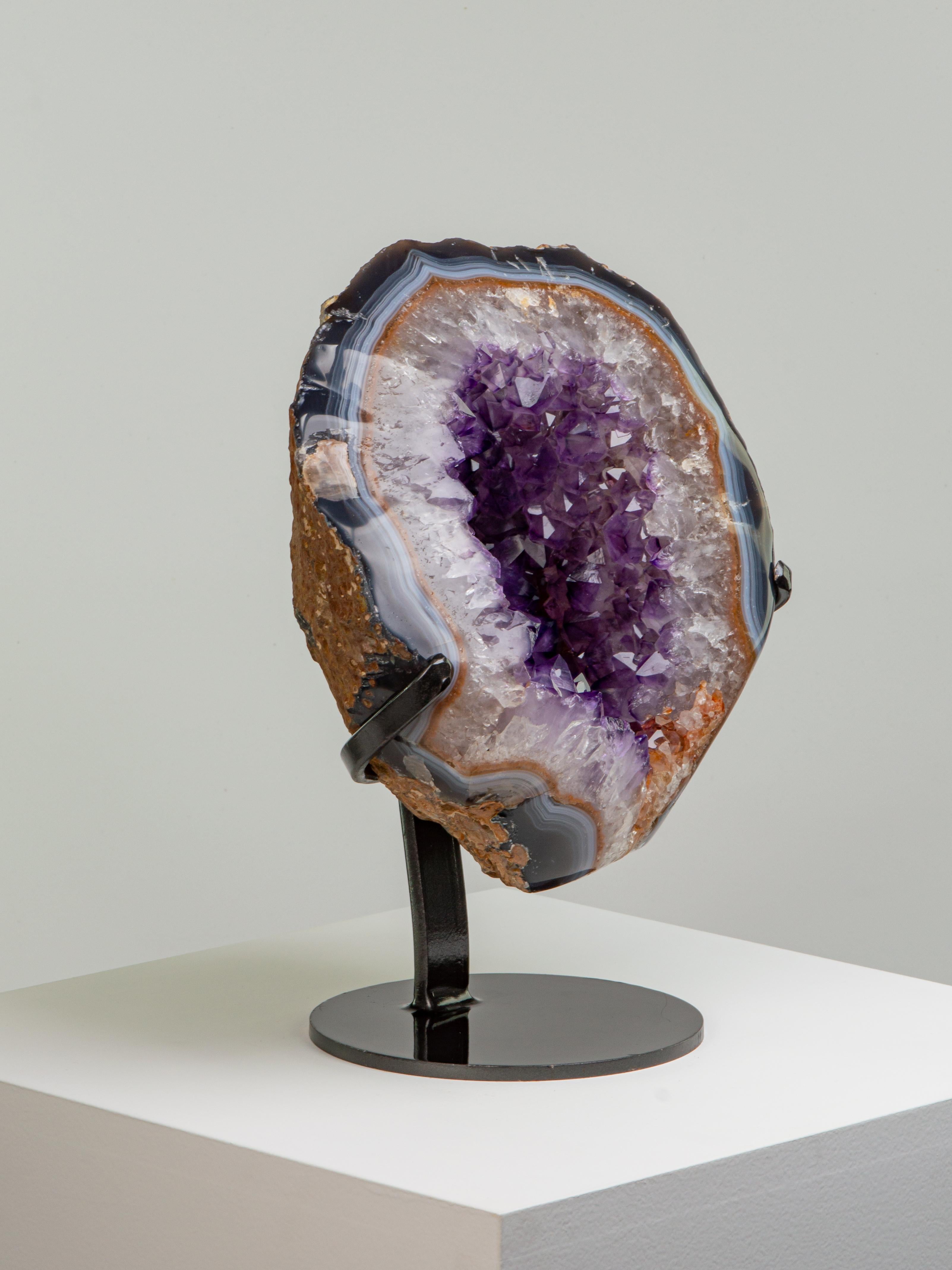 Pear Shaped Amethystine Geode Section with Thick Border For Sale 1